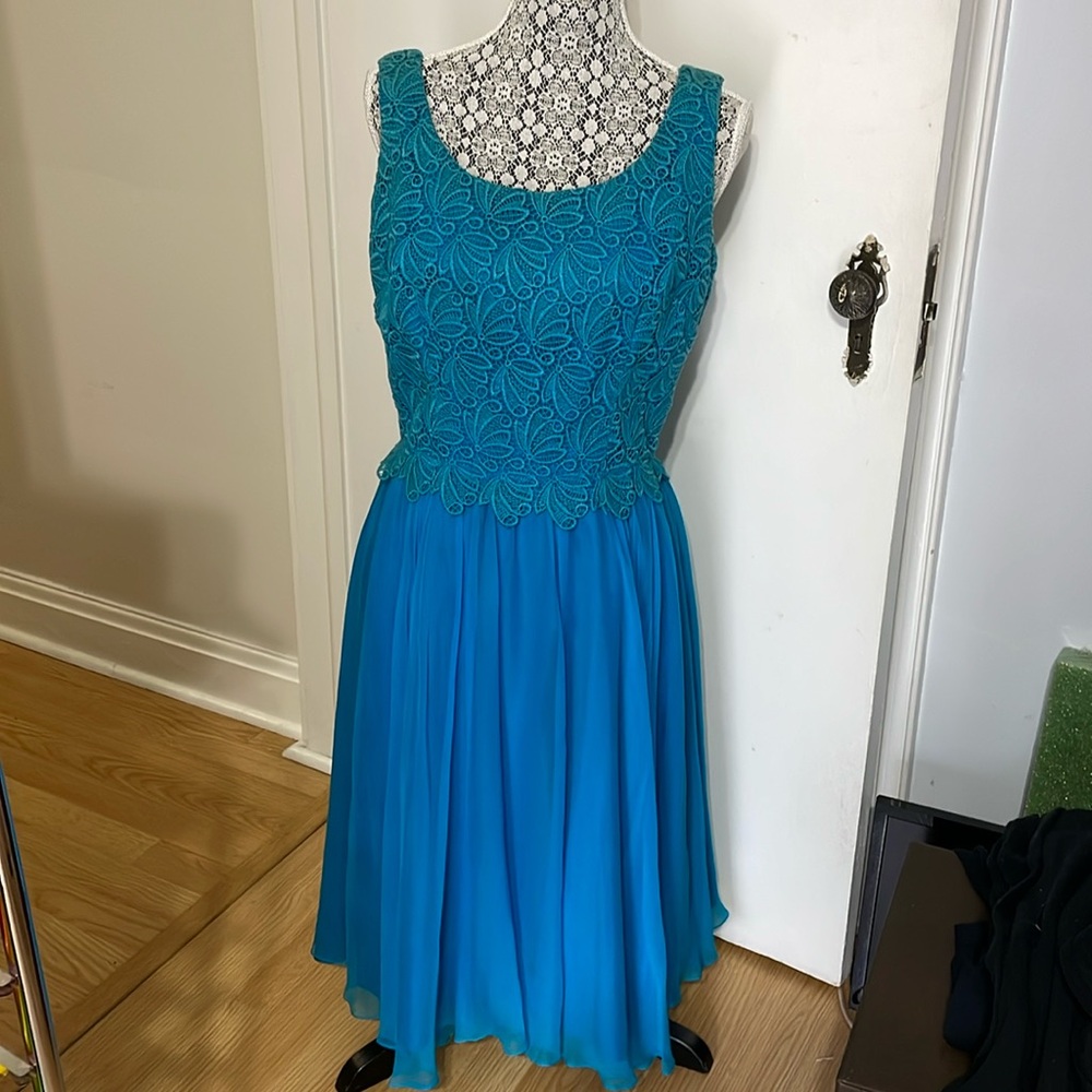 Vintage 1960’s turquoise and teal blue dress- size 4-6 (t…
